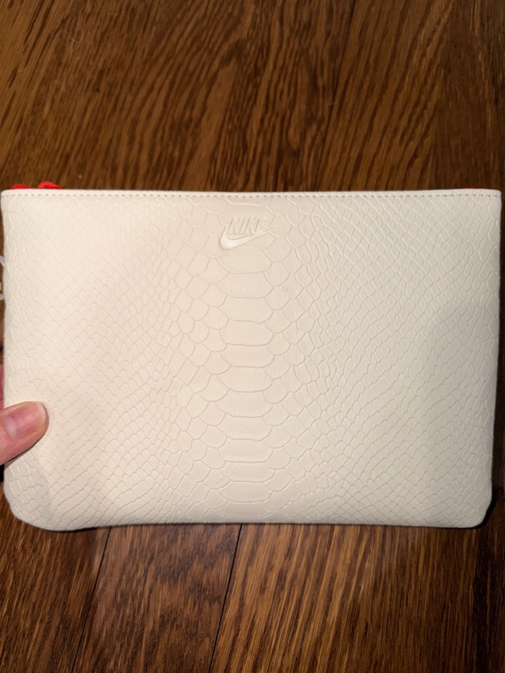 Nike White Wristlet Pouch with Brown Swoosh Accent - Picture 2 of 10